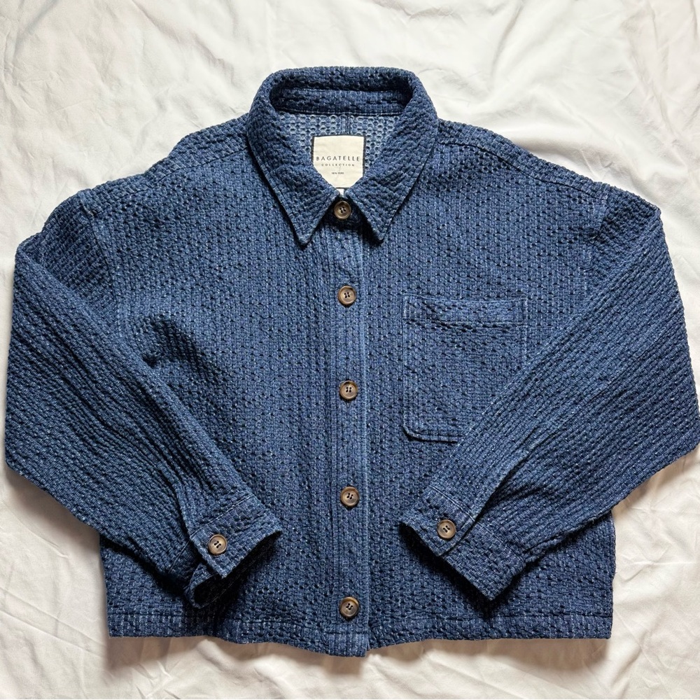 Bagatelle Jean Jacket Women’s  Blue Denim Button Up Shirt Pocket Size Large